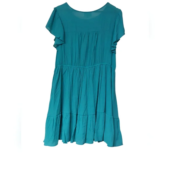 Perch By Blue Pepper Teal Ruffle Sleeve Dress - Picture 2 of 5